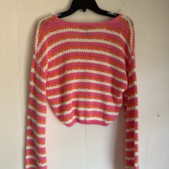 Forever 21 Pink and White Striped Cardigan - Picture 4 of 4